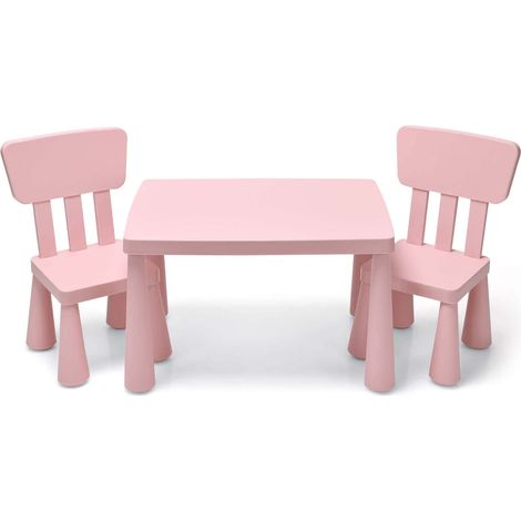Ensemble table et 2 chaises enfant rose en PP avec bords arrondis et dossier ergonomique pour chambre, salle de jeux et salon (1/5)