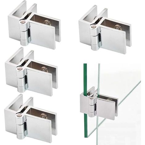 Set mit 4 verstellbaren, doppelseitigen 90-Grad-Glastürbändern aus Zinklegierung für Glasstärken von 5 mm bis 8 mm (1/5)