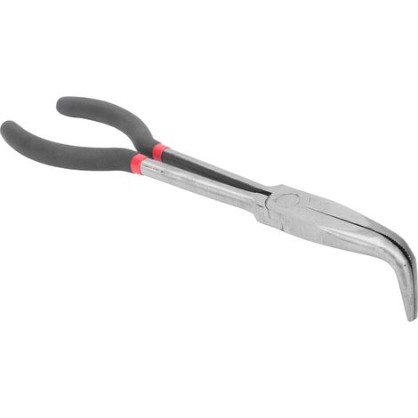 Pinces à bec courbé 90° en acier trempé, 280 mm pour modélisme et électronique