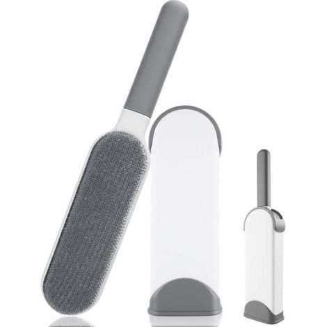 Brosse anti-poils pour chats et chiens, brosse de nettoyage magique réutilisable, brosse double face anti-poils (grise) (1/5)
