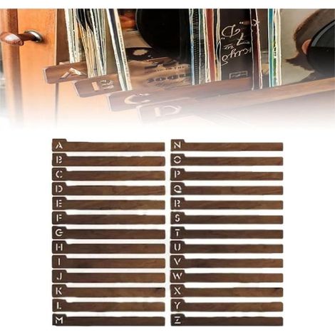 26 intercalaires vinyles, séparateurs bois A-Z, diviseurs alphabétiques pour rangement disques vinyles, collection organisée (1/4)