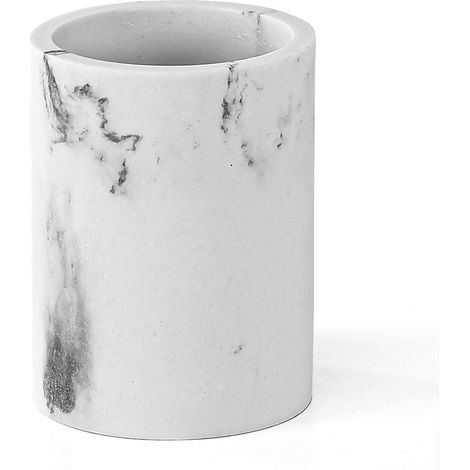Portaspazzolino da appoggio effetto marmo bianco in resina linea Ivy