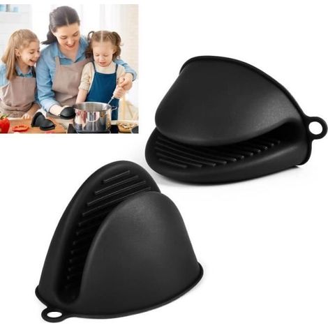 Gants de four - Cuisine - Silicone - Antidérapants - Isolés - Noir (1/4)