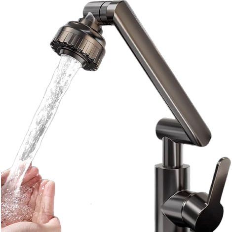 Robinet de cuisine universel (eau chaude et froide) — Robinet pivotant à 1080° avec modes de jet multiples, conception anti-éclaboussures pour évier — Équipement de cuisine polyvalent