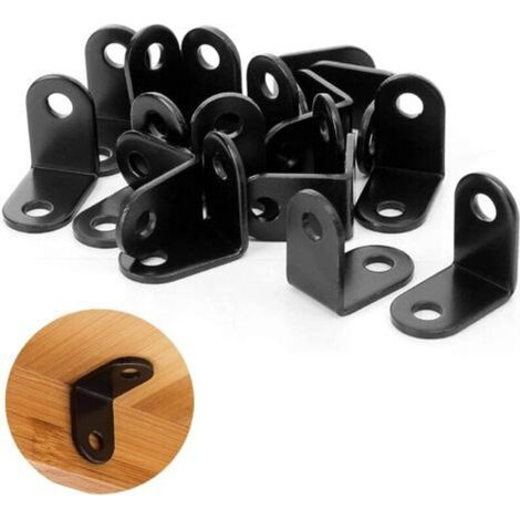 Pack of 20 Small Black Fixing Brackets, 26x26 mm Metal Brackets for Fixing and Repairing Furniture, Reinforcing Joints (1/5)