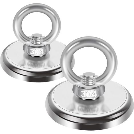 2 Pièces Néodyme Aimant de Pêche Forte Magnétique Diamètre 32 mm (1/5)