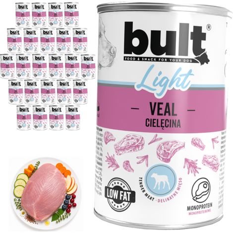 Alimento húmedo para perros BULT LIGHT sabor ternera, lata de 24 x 400 g (1/2)