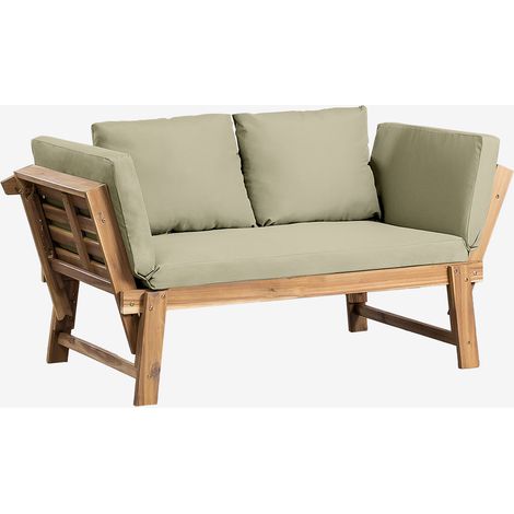 SKLUM 3-Sitzer-Gartensofa verstellbar aus Akazienholz Guille Grün Caqui