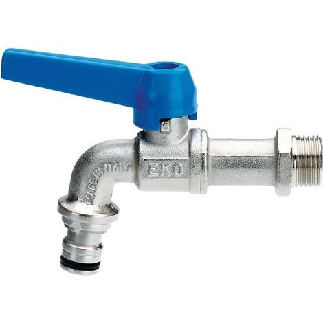 Idro Bric Grifo con Toma para Manguera con Válvula de Bola Ekomatic Zincado con Conexión Rápida 1/2" M