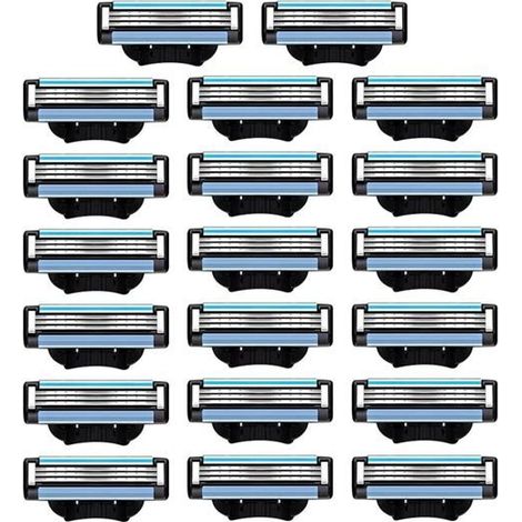 20 Lames Rasoir Mach3 Homme, Cartouches Compatibles Gillette Mach3, Lames de Rasage avec Bande Lubrifiante, Lot Universel pour Rasoir Mâle (1/5)