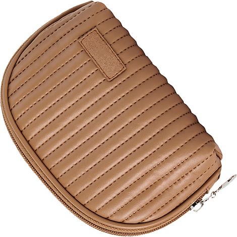 Trousse de maquillage en cuir PU, portable et grande capacité, idéale pour les voyages et pour ranger rouges à lèvres et autres cosmétiques (marron).