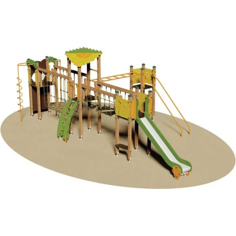 Villaggio Douglas 909 struttura in legno 4 torrette scivoli parchi gioco - Acciaio inox