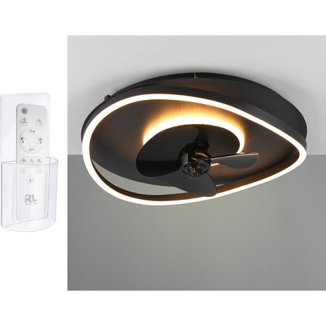 LED Deckenleuchte Schwarz mit Ventilator und Fernbedienung, Ø 50cm