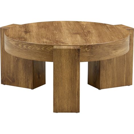 Set di tavolini rotondi separabili in MDF e vetro di sicurezza marrone, 61 cm HOMVRA (1/5)