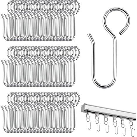 60 Crochets S Robustes en Métal, Crochets Rideaux pour Rails, Acier Inoxydable pour Rideaux, Portes, Rideaux de Douche (35mm) (Argenté) (1/5)