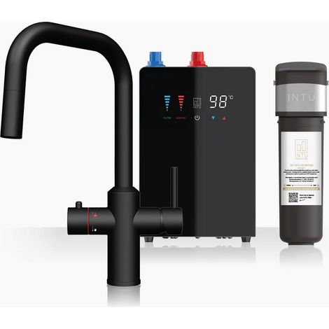 INTU Monarch Matt Black 4 In 1 Square Pull Down Filtered Boiling Water Tap Nexus & Pro Filter (1/5)