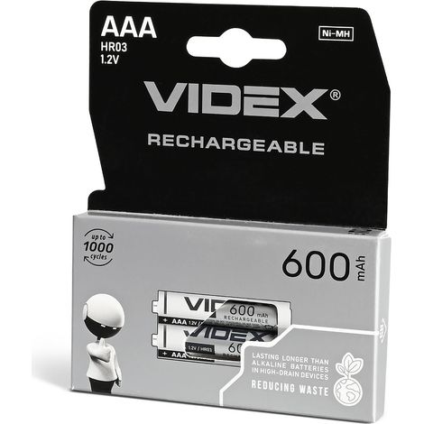 2 Stück Nickel-Metallhydrid-Akku Videx Kit 1,2 V 600 mAh HR03