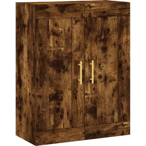 Armoire murale en bois d'ingénierie 69,5 x 34 x 90 cm design élégant espace de rangement en chêne fumé (1/5)