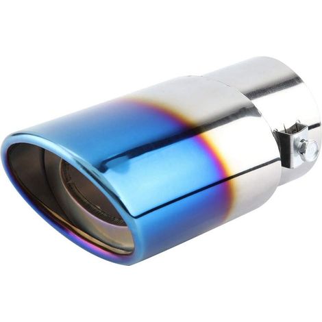 Fiesta Garniture Chromée, Double Embout D'échappement Chrome Bleu Acier Inoxydable Universel Voiture Tuyau D'échappement Droit Silencieux Arrière Astuce Tail Throat Garnitures D'échappement en Ac (1/5)