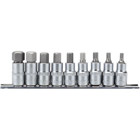 Draper Expert 9-Piece 1/2" Drive 55mm Long Metric Hex Socket Bit Set (1/5)
