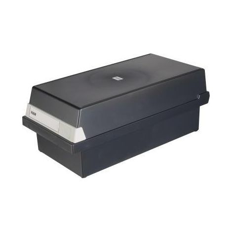 HAN Karteikasten HAN 17,7 x 14 x 36 cm (B x H x T) DIN A6 quer 1.300 Karten Polystyrol schwarz 2Stützplatten
