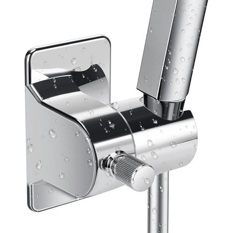 Duschkopfhalterung mit Saugnapfbefestigung für 360° drehbaren Duschkopf, bohrfreie Montage, für Badewanne und Dusche (Silber)