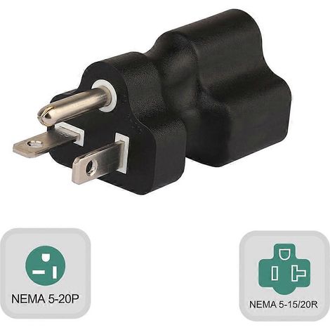 Nema 5-20P Stecker auf Nema 5-15/20R Buchse Adapter, 3-poliger Stecker für Wasserkocher