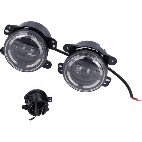 4-teiliges Set 30W LED-Nebelscheinwerfer, weiße Halo-Tagfahrlichter, 12-24V, wasserdicht, kompatibel mit Jeep Wrangler 2007-2018 (1/5)