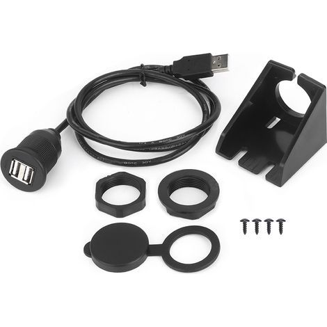 Câble USB 2.0 1 mâle vers 2 femelles, adaptateur étanche pour tableau de bord, ligne de données pour auto et moto (1/5)