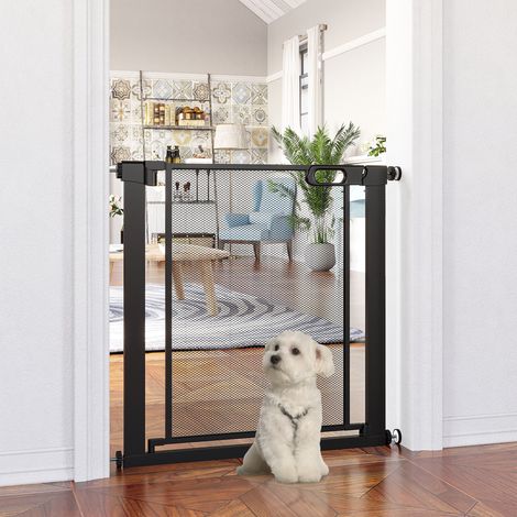 Noire - Porte de sécurité réglable 75-82 cm, barrière de sécurité auto-fermée en acier et ABS, hauteur 76 cm (1/4)
