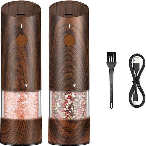 Ensemble moulin à sel et à poivre électrique - Moulin à poivre et à sel automatique rechargeable avec 6 réglages de finesse de mouture (1/5)