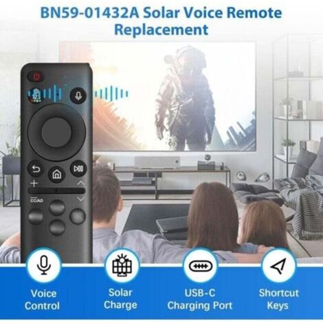 BN59-01432A Télécommande vocale solaire Samsung - USB-C, 4 touches raccourci - Remplacement pour Smart TV 2021-2023 Neo QLED/LED 4K UHD - Noir (1/5)