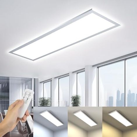 Dimmable LED Ceiling Light, 100 x 25 cm, 36 W Rectangular LED Panel Ceiling Light with Remote Control for Office, Living Room, Bedroom, Kitchen, Garage, 3000K-6000K (1/5)