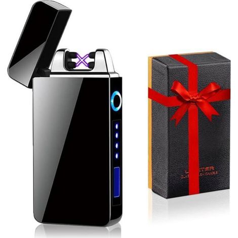 Briquet Électrique, USB Briquet Electrique Rechargeable Coupe-Vent Double Arc et Indicateur Puissance Commande Tactile mult BRIQUET (1/5)