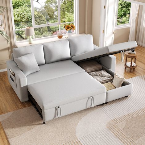 Canapé - Avec rangement - Avec porte-gobelets de poche - Interchangeable - Gris clair
