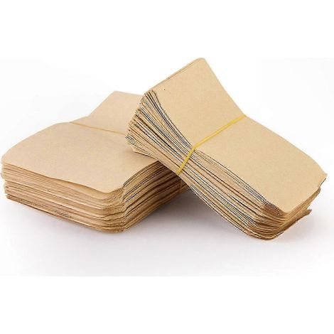 100 sachets de rangement en papier kraft naturel, adaptés au rangement de graines et de pièces de monnaie, dimensions 10 x 17 cm. (1/5)