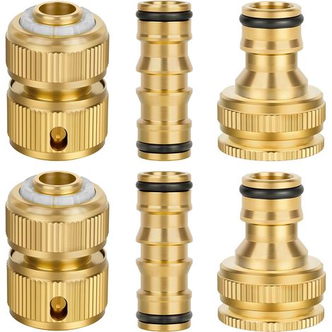 6 PCS Raccord Tuyau d'arrosage Laiton, Raccord Rapide Laiton (1/5)