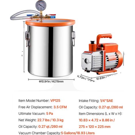 Chambre à vide, construction durable, performance efficace, 3.5 CFM 5 Gallon, UE (1/2)