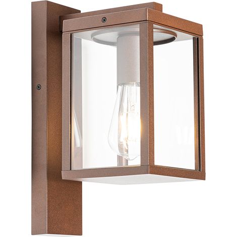 QAZQA charlois - LED Dimmable Lanterne murale variateur inclus - 1 lumière - L 12 cm - Brun rouille - Rustique - éclairage extérieur (1/5)