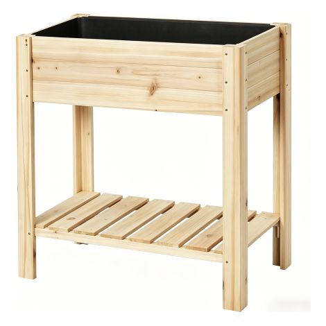 Carré potager surélevé en bois bac à fleurs jardinière sur pieds avec étagère de rangement pour herbes aromatiques et plantes pour jardin balcon terrasse