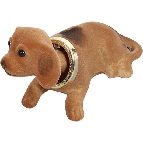 Décoration de tableau de bord de voiture : figurine de chien à tête branlante, accessoire intérieur, artisanat animalier, cadeau, pour bureau, véhicule, maison-Brown (1/5)