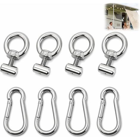 Lot de 4 Butoir Fixation Auvent, Kit blocage Store Camping Butées de Rail D'auvent M4 en Acier Inoxydable 304 pour Caravane Camping-Car et Fourgon Aménagé Accessoires de Tente, pour Rails de 5 à 8,5mm (1/5)