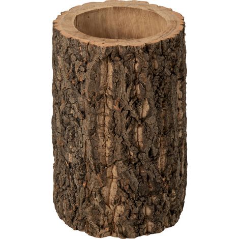 Cache pot tronc d arbre en bois naturel - naturel (1/3)