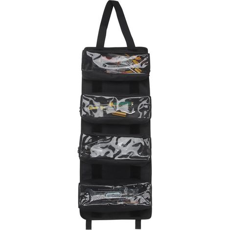 Aufrollbarer Elektriker-Werkzeugkoffer, transparente Tasche, multifunktionale Werkzeugtasche aus robustem Canvas, schwarz - Crezuo