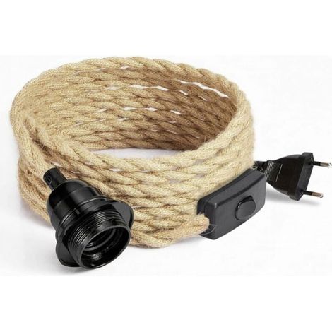 4.5 m long, 2-core linen electrical cable with E27 socket and switch for DIY lamp (without bulb) YMYNY (1/4)