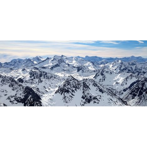 Tableau sur toile vue sur le pic du midi en hiver 30x97 cm - Impression sur Toile Murale Décorative - Image imprimée en HD sur Toile - Toile sur Châssis en Bois FSC - Fabriqué en France (1/4)