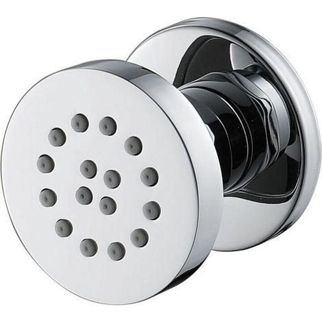 Chorros laterales cromados, chorros de cuerpo de latón ajustables, rociador de boquilla redonda, chorros de masaje para ducha de montaje en pared para accesorios de baño, 50x50 mm, 1 pieza
