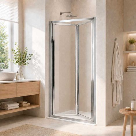 PORTA A SOFFIETTO ""SMERALDA""' TRASPARENTE 3MM PROFILO CROMO 83-88 - Ap. 78 cm