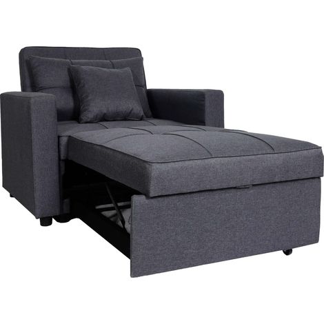 [NEUWERTIG] Schlafsessel HHG-095, Klappsessel Schlafsofa Gästebett Relaxsessel, Liegefläche 197x103cm Stoff/Textil dunkelgrau