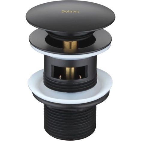 Bonde de Lavabo Pop up avec Trop-Plein Bonde de Vidage Automatique Universelle pour Vasque Salle de Bain Bouchon Lavabo Click Clack G1 1/4" en Laiton Système de Vidage Ronde Cuivre Noir Mat (1/5)